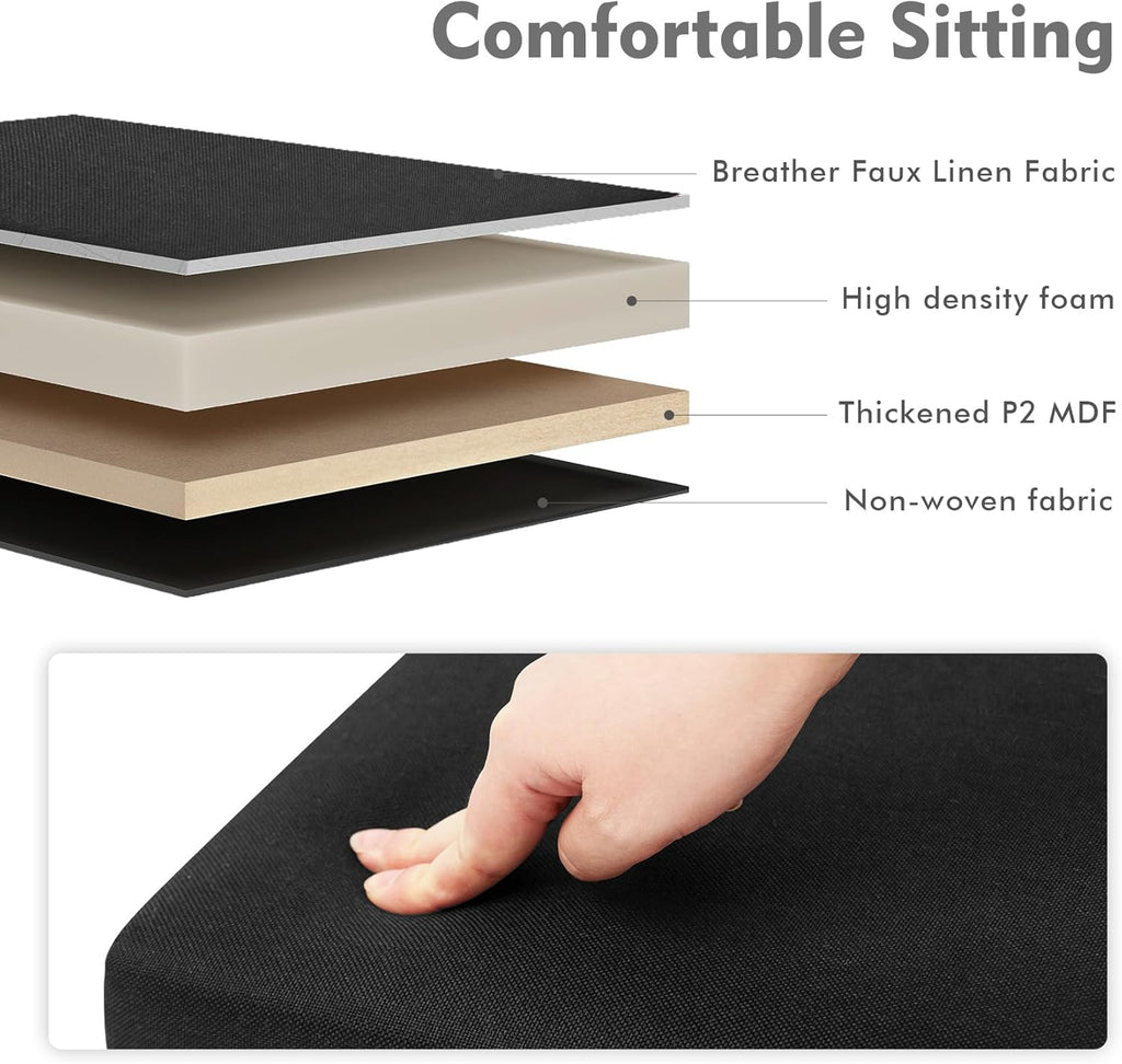 2-In-1 Space Saving Sitting Storage Ottoman Stool Super Soft & Durable