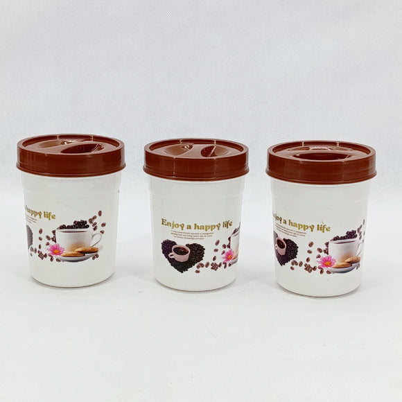 Omega Pack Of 3pcs Plastic Small-Size Coffee Or Masala Storage Jar Set(Random Colors Will be sent)