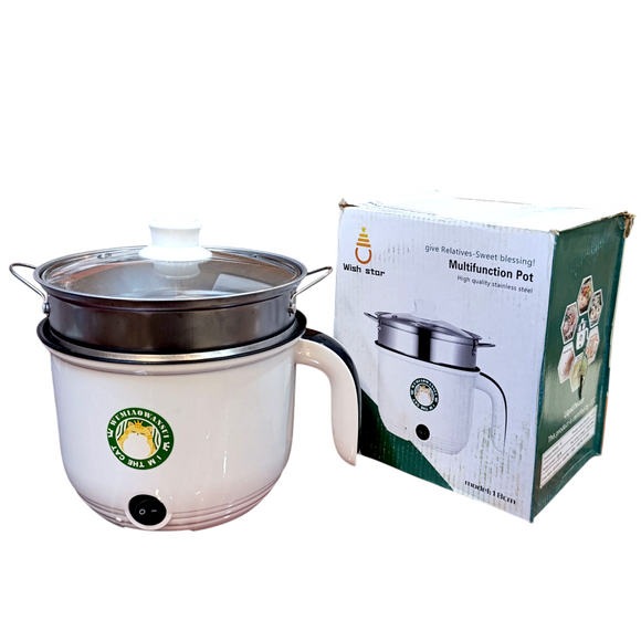 Wish Star 18cm Stainless Steel Non-Stick 450-watts Multi-Functional Steamer Cooker Pot