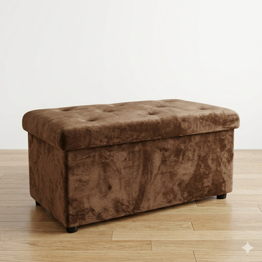 2-In-1 Velvet Blue Clothing Storage Ottoman Box Super Soft & Durable