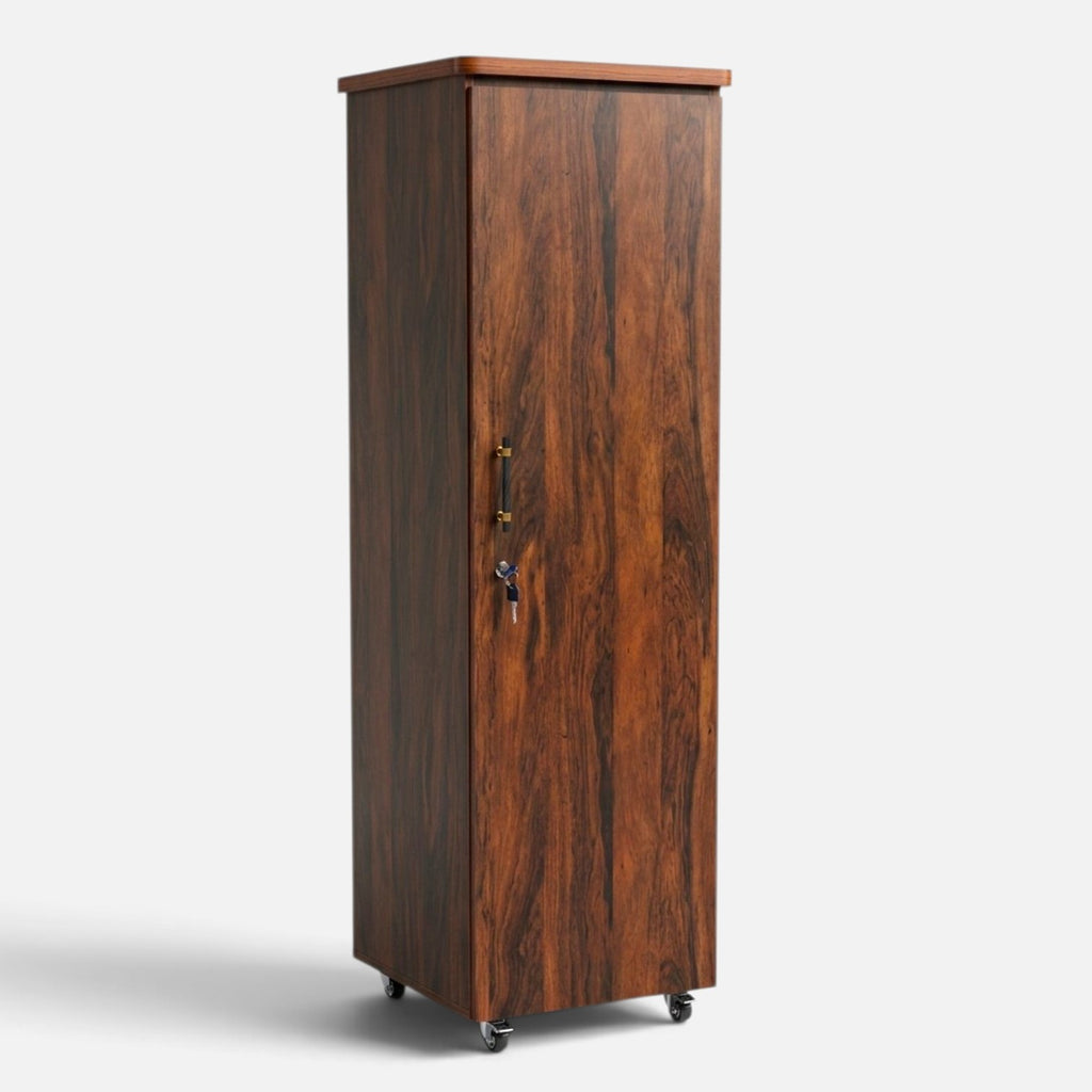 Movable Wheels Storage Cupboard Almirah With Removable Adjustable Shelves & Hanging Rod.