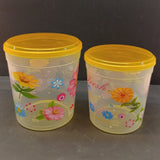 Omega Fresh Printed 3Pcs Plastic Food Storage jar ( Random Color Will be Sent )