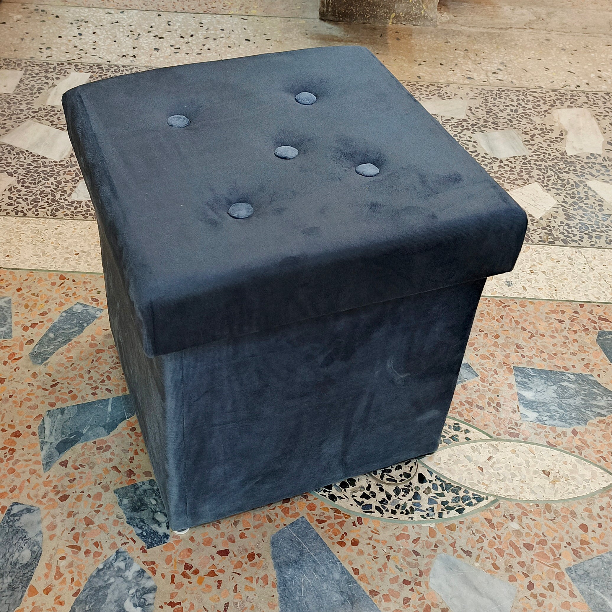 2-In-1 Space Saving Sitting Storage Ottoman Stool Super Soft & Durable