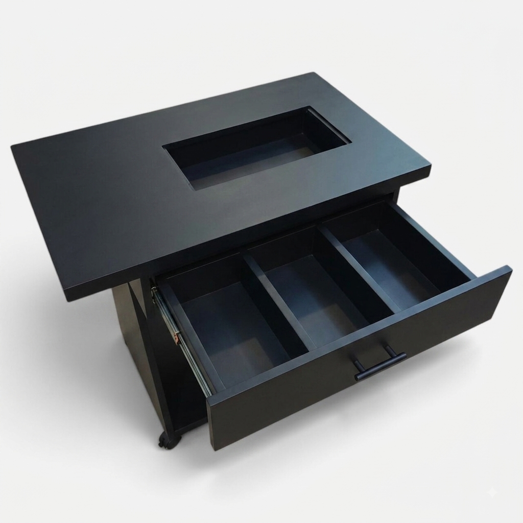 Movable Sewing Machine Table With Wheels Drawer & Storage
