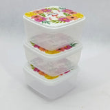 Fresh Pack of 3pcs Small Size Transparent Plastic Square Shape Storage Bowl Set