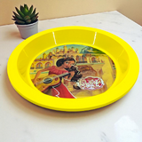 New Design Kids' Round Shape Small-Size Snack Plastic Plate (Multiple Colours Will be Sent)