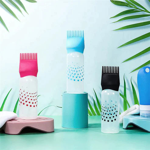 Silicone Hair Oil & Shampoo Applicator Comb Plastic 130ml Bottle