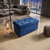 2-In-1 Velvet Blue Clothing Storage Ottoman Box Super Soft & Durable