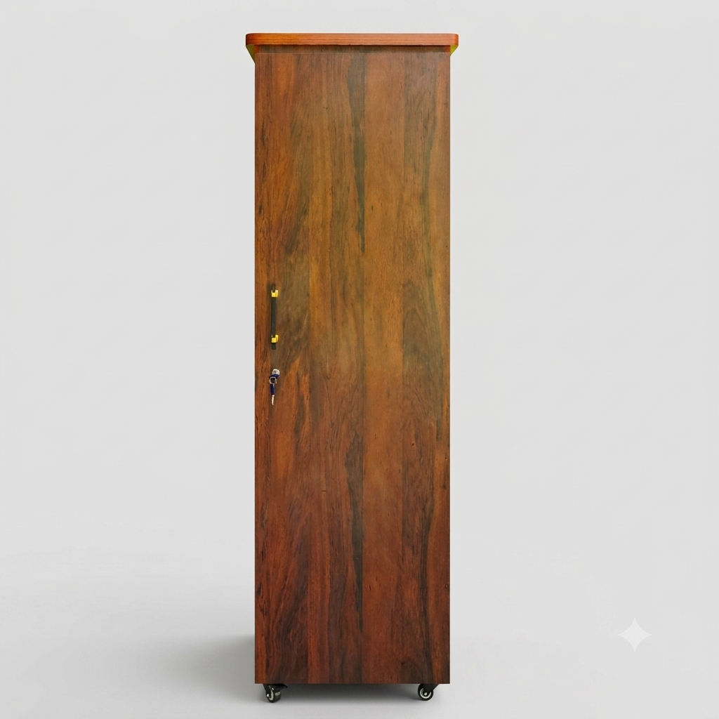 Movable Wheels Storage Cupboard Almirah With Removable Adjustable Shelves & Hanging Rod.