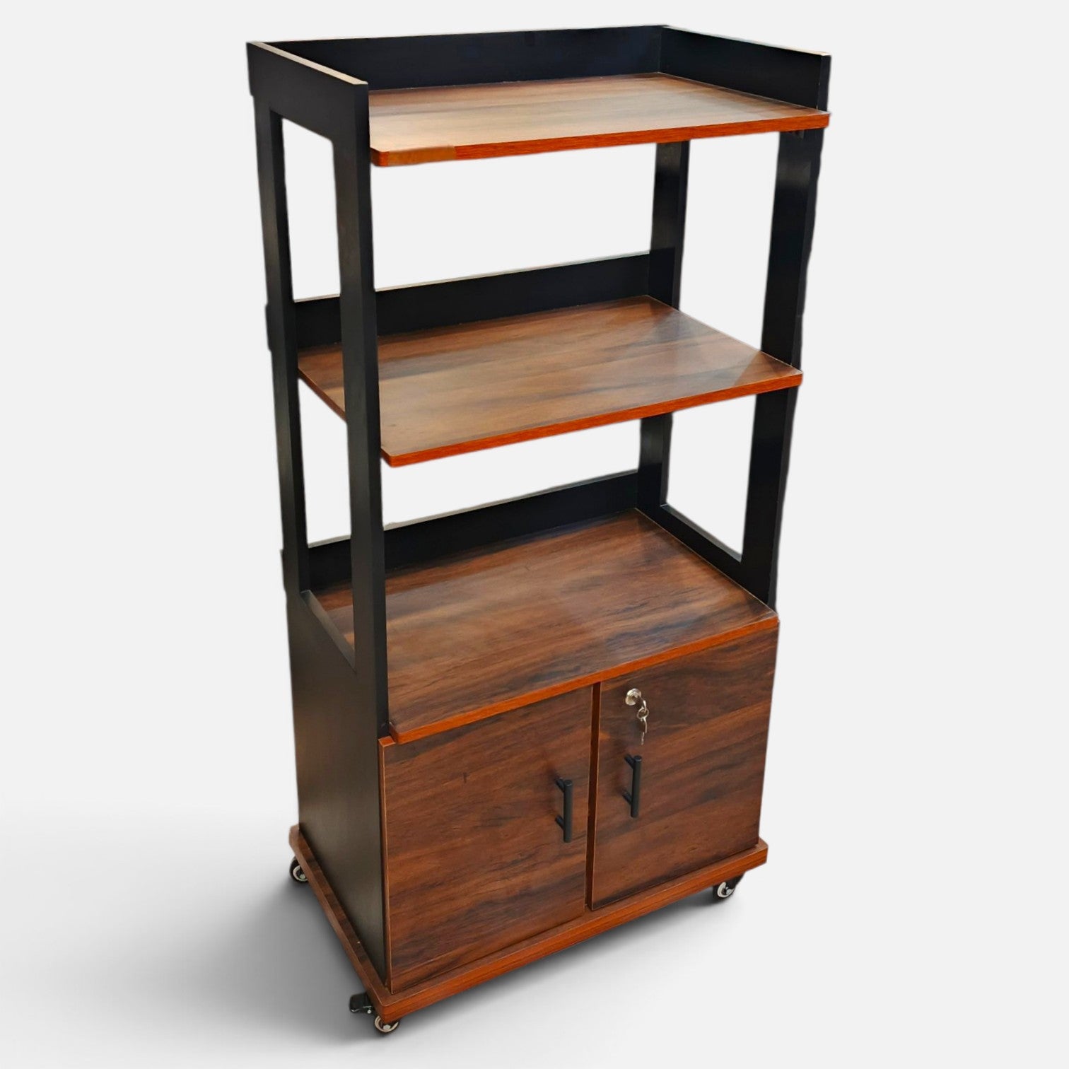 3-Layer Laminated Wooden Kitchen Multi-Purpose Rack With Cabinet