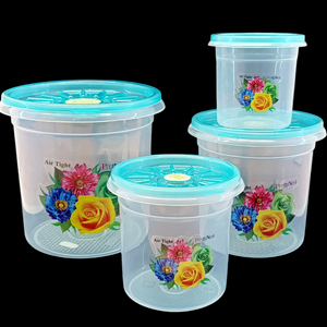 Pretty Neat 4pcs Airtight Multi-Purpose Plastic Grains, Staples & Snack Storage Jar Set(Random Colors Will be sent)