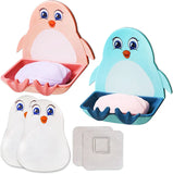 Penguin Sticky Self-Adhesive Double Tape Wall-Mount Plastic Soap Dish( Random Colors Will be sent)