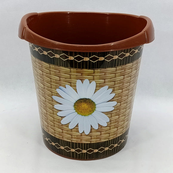 Classic Flower Printed Medium-Size Plastic Dustbin