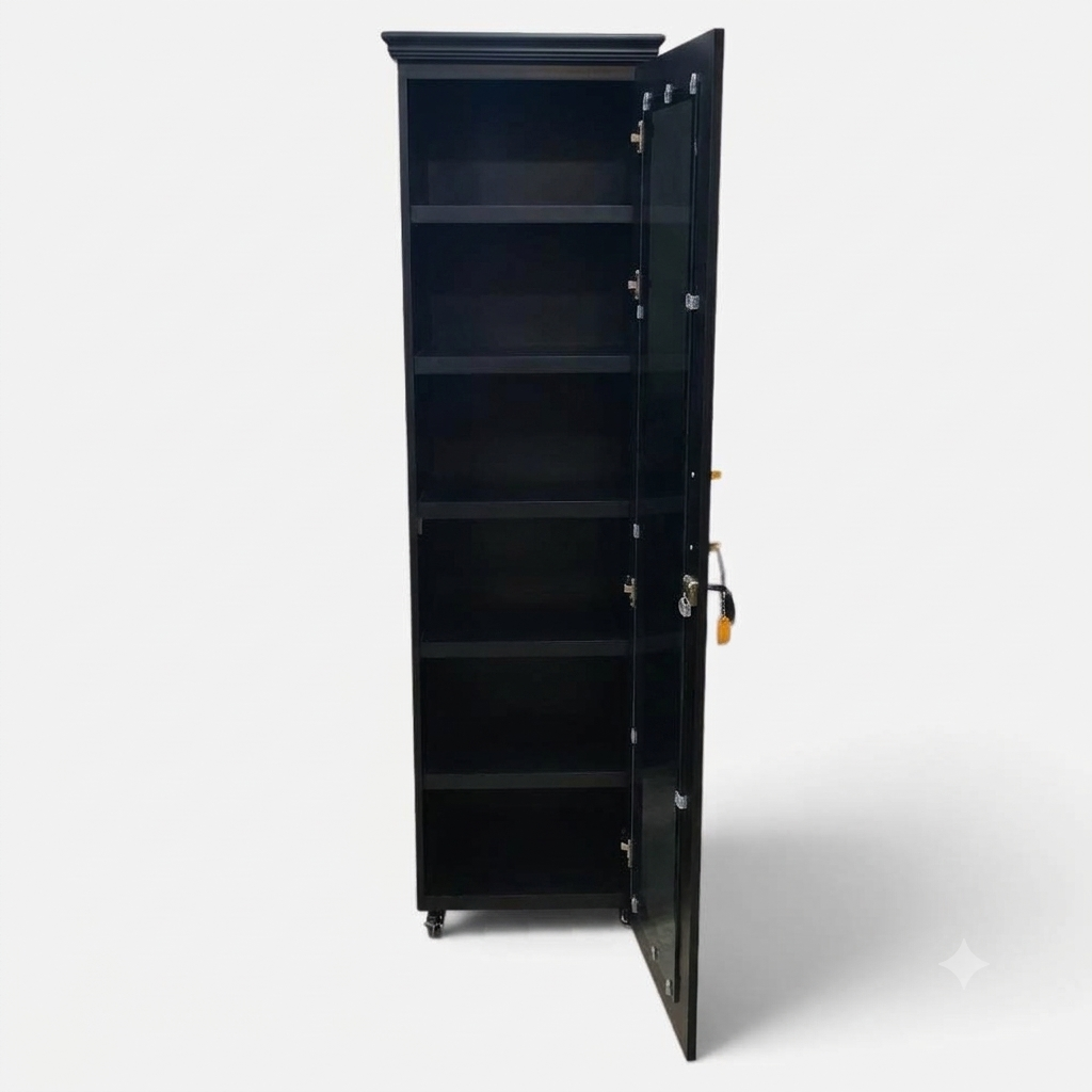 Movable Wheels Single Door  Storage Cupboard Divider Almirah With Removable Adjustable Shelves
