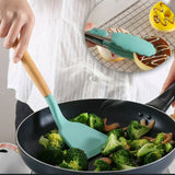 Silicon Heavy-Duty Kitchen Spatula or Spoon With Wooden Handle ( Random Colors Will Be Sent )