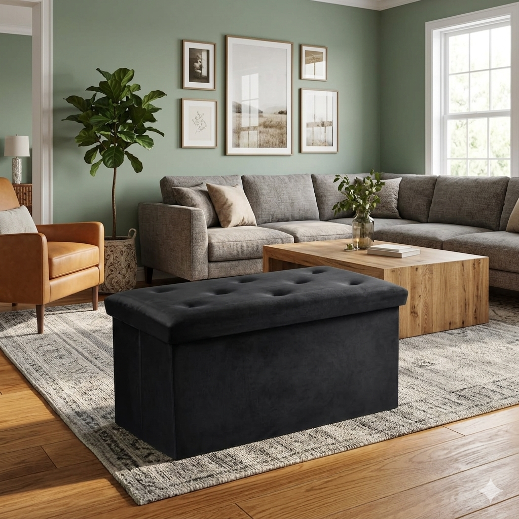 2-In-1 Velvet Clothing Storage Ottoman Box Super Soft & Durable