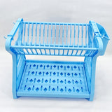 Classic Kitchen Plastic 2-Layer Dishes & Plates Organizing Rack (Random Colors Will be sent)