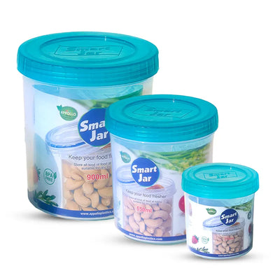 Appollo Bundle Pack Of 12pcs Medium & Small Size Plastic Heavy-Duty Food Jar Set ( Random Colors )