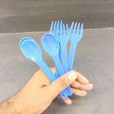 Appollo Plastic Pack Of 6pcs Spoon and Fork Spoon Set (Random Colors Will be sent)