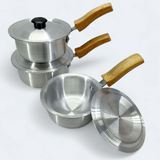 King Cook Pack Of 3pcs Small & Medium Size Silver Sauce Pan Set