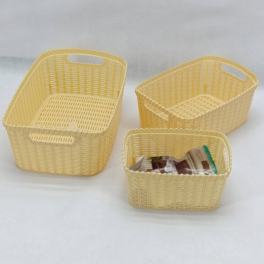 Kiwi Knit Fruit Basket Pack Of 3pcs Plastic Rectangular Shape Set