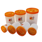 Pretty Neat 7pcs Round Shape Multi-Purpose Plastic Grains, Staples & Snack Storage Jar Set(Random Colors Will be sent)