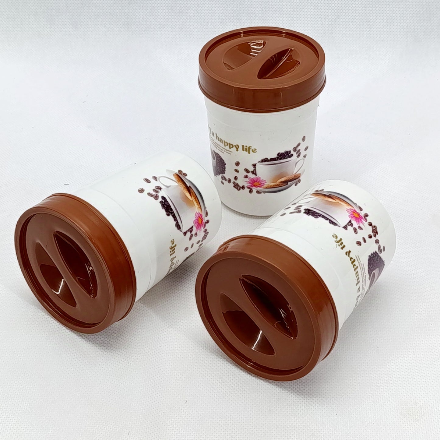 Omega Pack Of 3pcs Plastic Small-Size Coffee Or Masala Storage Jar Set(Random Colors Will be sent)