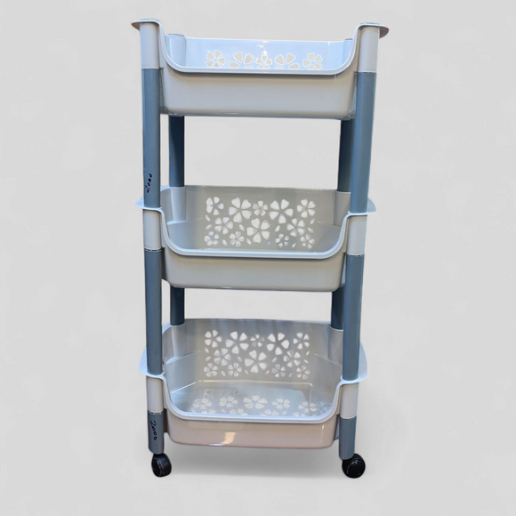 Vegetable 3-Layer Large Size Plastic Multi-Purpose Rectangular Storage Rack(Random Colours Will be Sent)
