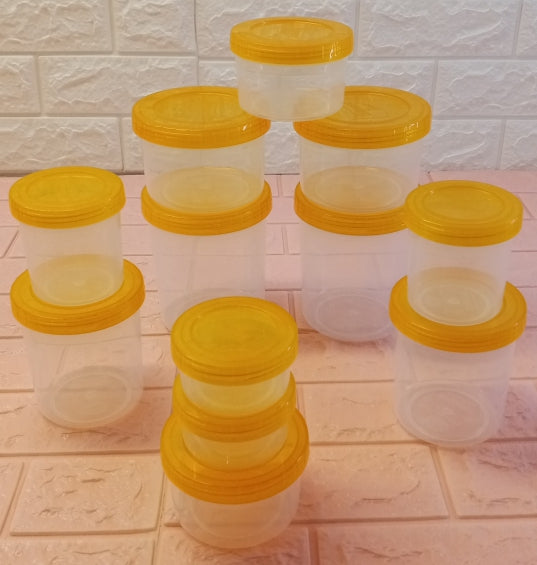 Appollo Bundle Pack Of 12pcs Medium & Small Size Plastic Heavy-Duty Food Jar Set ( Random Colors )
