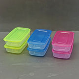 Gift Box 6pcs Small Size Plastic Rectangle Shape Storage Bowl Set(Multiple Colour Will be Sent)