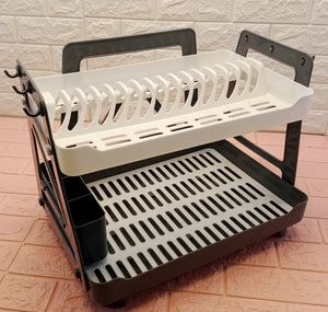 Max Plastic 2-Layer Dishes & Plates Organizing Rack ( Random Colors Will Be Sent)