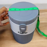 Mega Lunch Carrier & Tiffin 3-Stainless Steel Bowls With Plastic Salad Bowl ( Random Colors Will Be Sent )