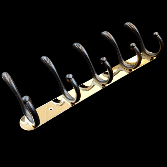 Stainless steel 5-Hook Hanging  Golden Wall-Mount Screw Rail Hanger