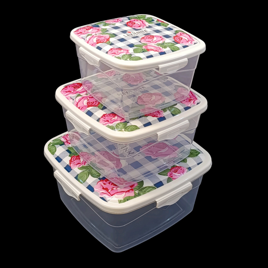 Lavena Pack Of 3pcs Square Shape Air Lock Food Storage Bowl Set