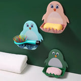 Penguin Sticky Self-Adhesive Double Tape Wall-Mount Plastic Soap Dish( Random Colors Will be sent)