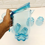 7Pcs Pretty Neat Acrylic Plastic Jug & Glass Water Set(Random Colors Will be sent)