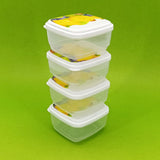 Fresh Pack of 4pcs Small Size Air-Tight Transparent Plastic Round Storage Bowl Set