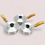 King Cook Pack Of 3pcs Small & Medium Size Silver Sauce Pan Set