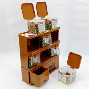 Pretty Neat Space-Saving Plastic Masala & Spices Storage Rack With Spoons (Random Colors Will be sent)