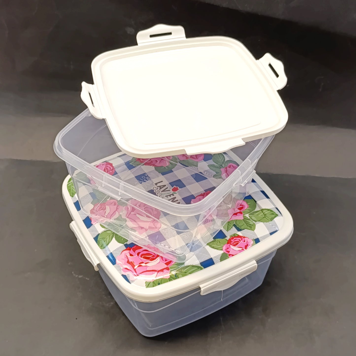 Lavena Pack Of 3pcs Square Shape Air Lock Food Storage Bowl Set