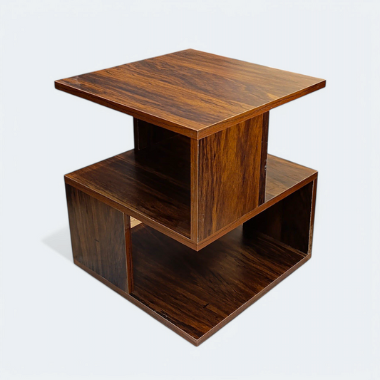 Laminated Wooden Small Size 16 x 16 inches Corner & Centre Coffee Table ( Brown Color )