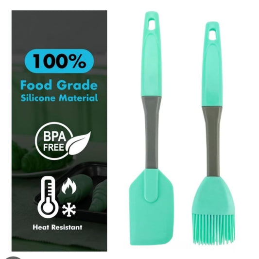 Pack Of 2pcs SILICON Medium Size Oil Brush & Spatula