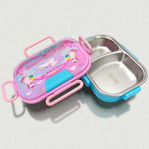 Pro Stainless Steel Insulated 2 Grid Lunch Box (Random Characters Will be Sent)