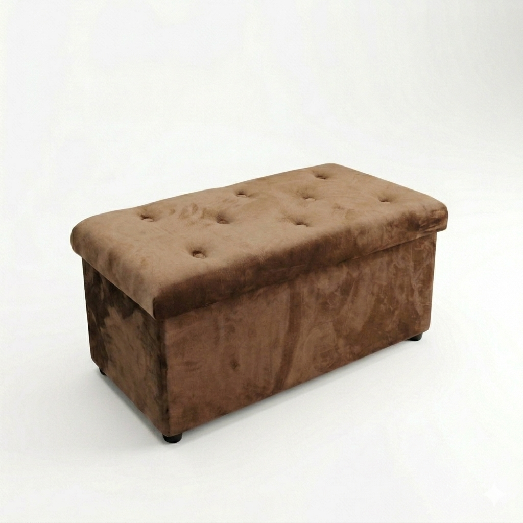 2-In-1 Velvet Blue Clothing Storage Ottoman Box Super Soft & Durable