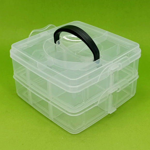 Multi-Pro 2 Layer Sewing, Jewelery & Medicine 12-Grid Organizer Plastic Box