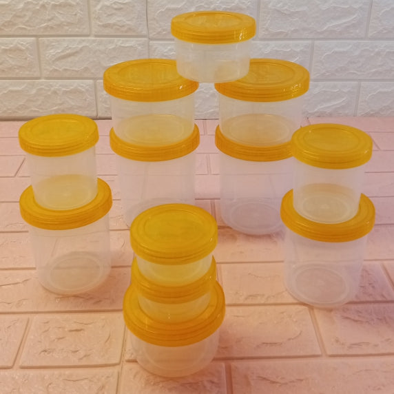 Appollo Bundle Pack Of 12pcs Medium & Small Size Plastic Heavy-Duty Food Jar Set ( Random Colors )