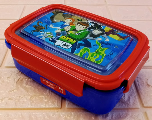 Appollo Jimmy Kids School Plastic Tiffin & Lunch-Box With Fork & Inside Small Bowl ( Random Colors Will Be Sent )