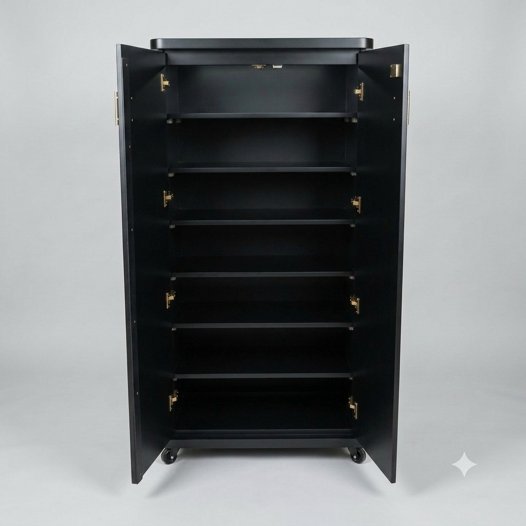 Movable Wheels Storage Cupboard Rack With Removable Adjustable Shelves
