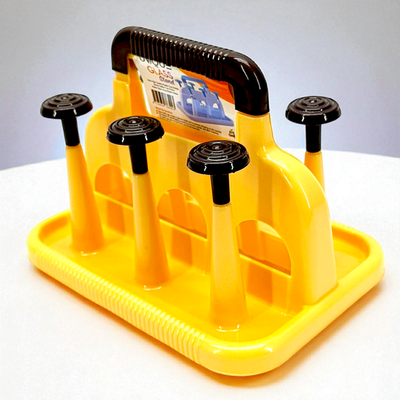 Unique Plastic Glass Stand 6-Placements (Random Colors Will be Sent)