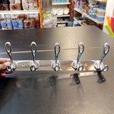 Stainless steel 5-Hook Hanging  Silver Wall-Mount Screw Rail Hanger